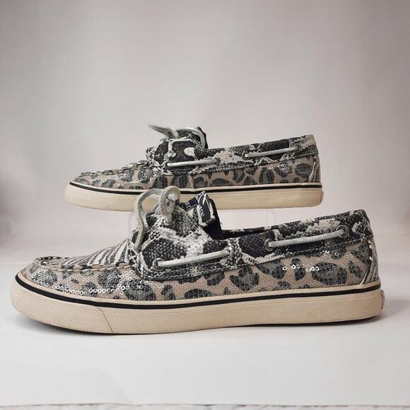 Sperry Dock-Siders Shoes Womens‎ 9.5 Zebra Stripe Leopard Print Black & White - Picture 4 of 11